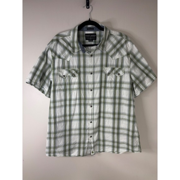 Cody James Other - Cody James Mens Short Sleeve Plaid Western Shirt Size 2XL Green White‎